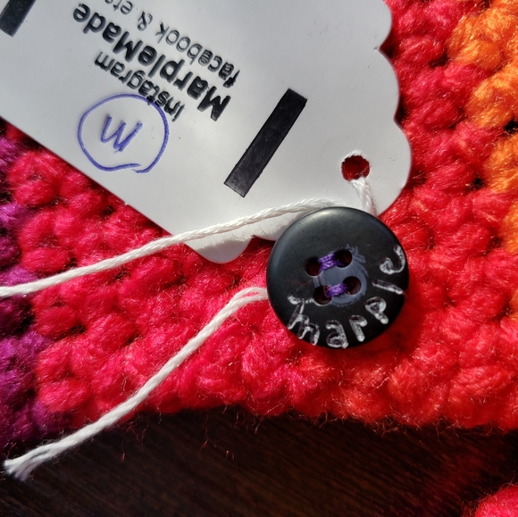 Handmade Fingerless gloves💜 super soft acrylic yarn, MarpleMade Designs, neon - Picture 5 of 7